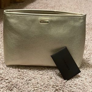 New Brahmin Sloane Pouch . Metallic makeup bag or cutch. Never used.